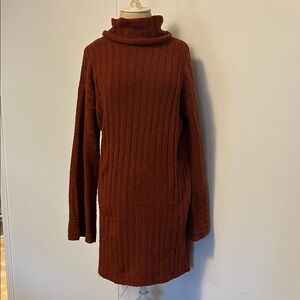 Miami Rust Turtleneck Sweater Dress